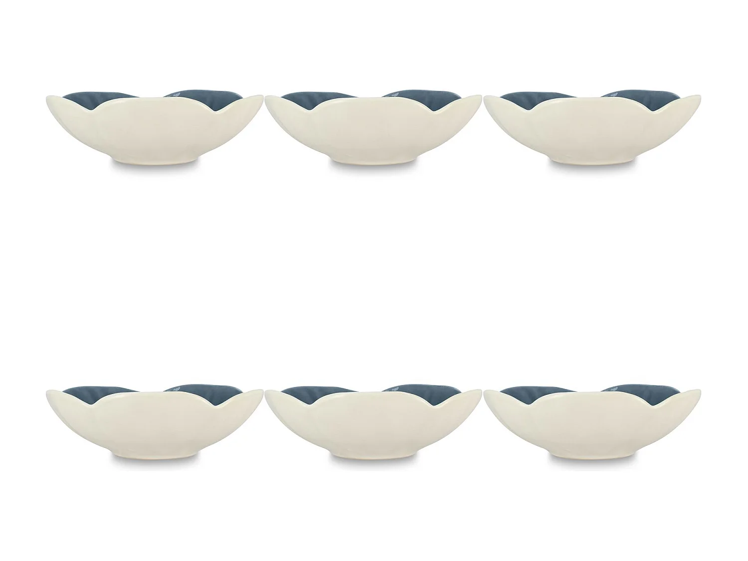 Ogo Living - Lot 6 Coupelles Nova D16cm 32cl En Grès Bleu Foncé