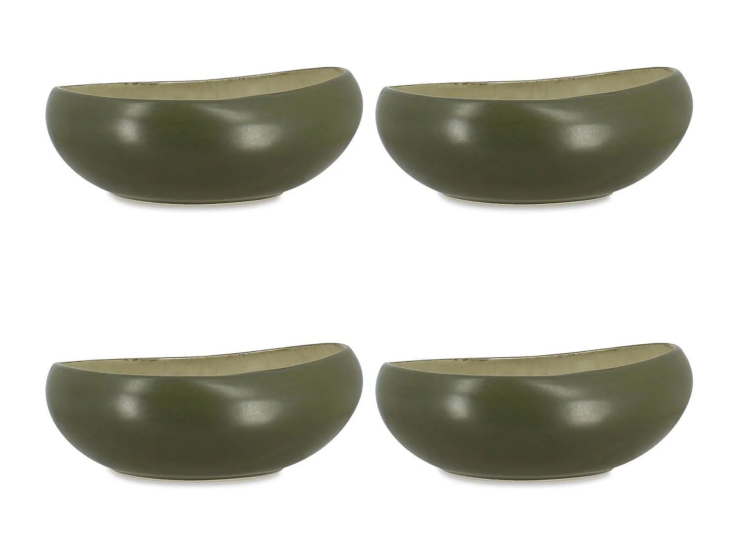 Ogo Living - Lot 6 Assiettes Coupes Oli D20.5cm 1.4l En Grès Vert