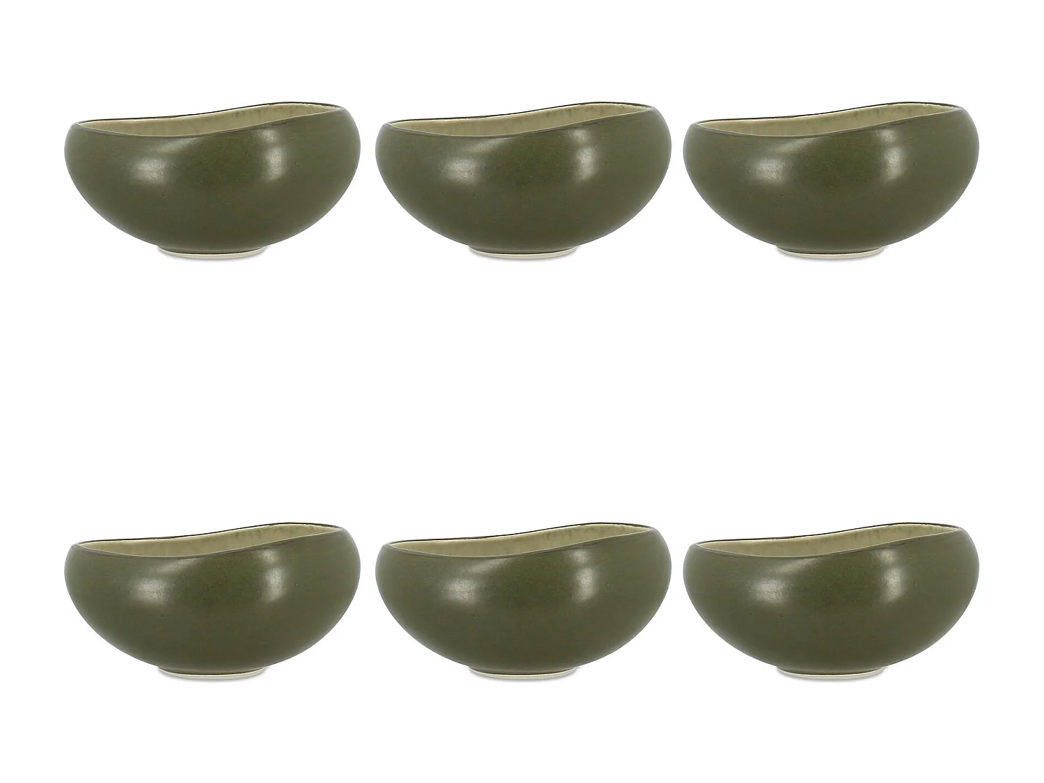 Ogo Living - Lot 6 Assiettes Coupes Oli D15.5cm 60cl En Grès Vert