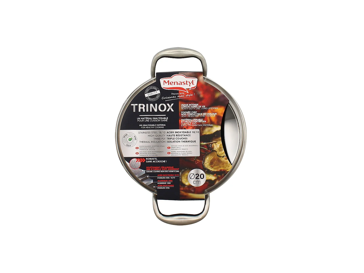 Menastyl - Faitout Trinox Revêtu 20cm Acier Inoxydable