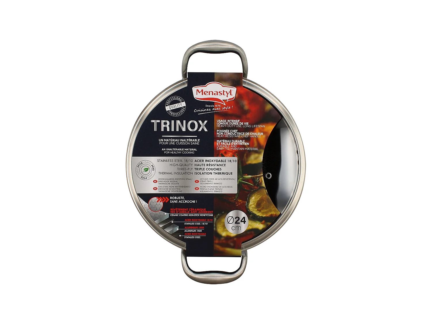 Menastyl - Faitout Trinox Revêtu 24cm En Acier Inoxydable