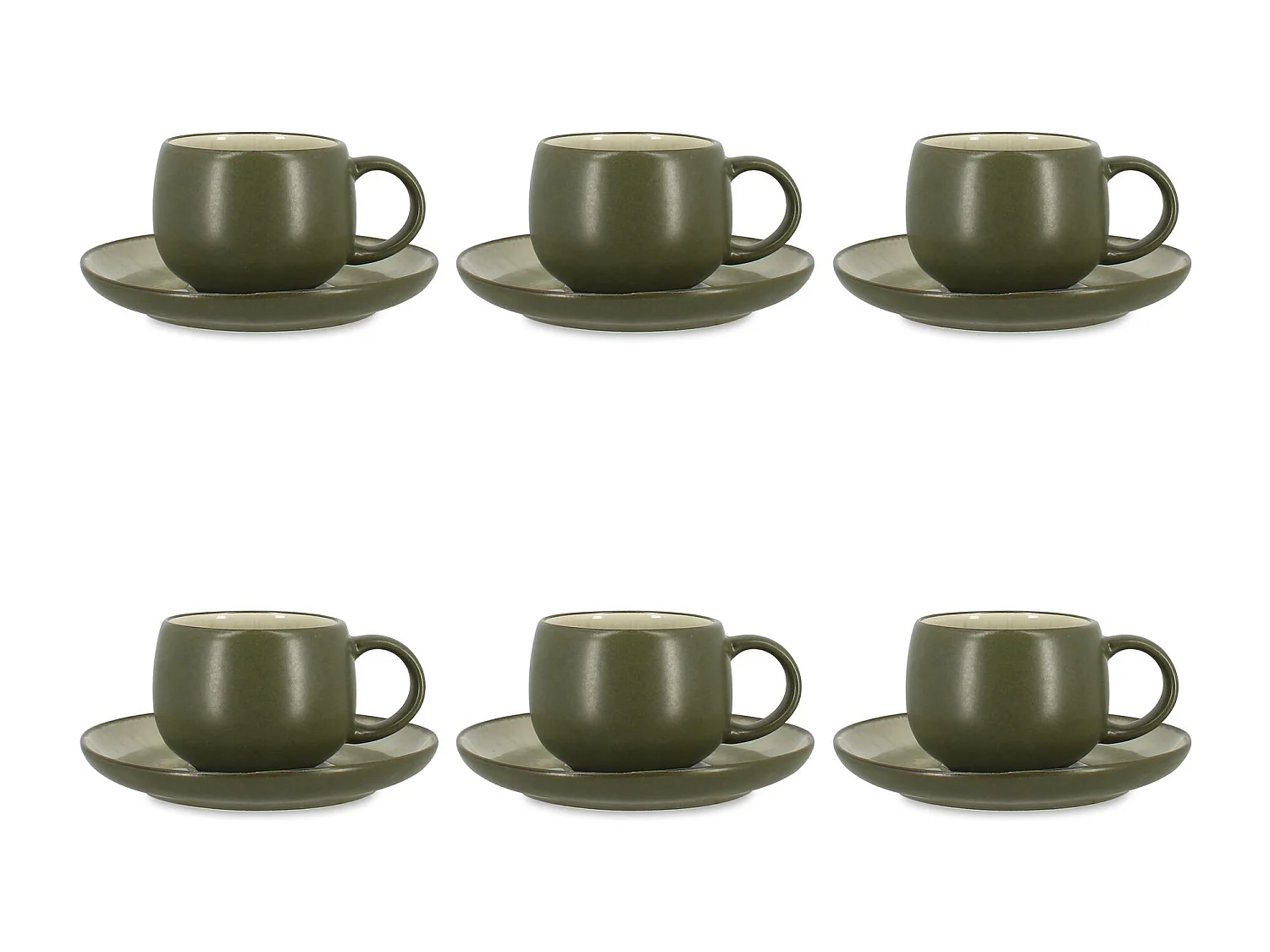 Ogo Living - Lot 6 Paire-tasse Oli 22cl En Grès Vert