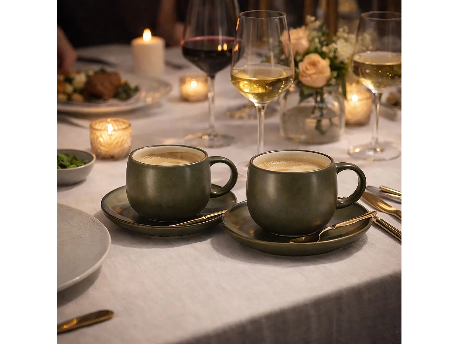 Ogo Living - Lot 6 Paire-tasse Oli 22cl En Grès Vert