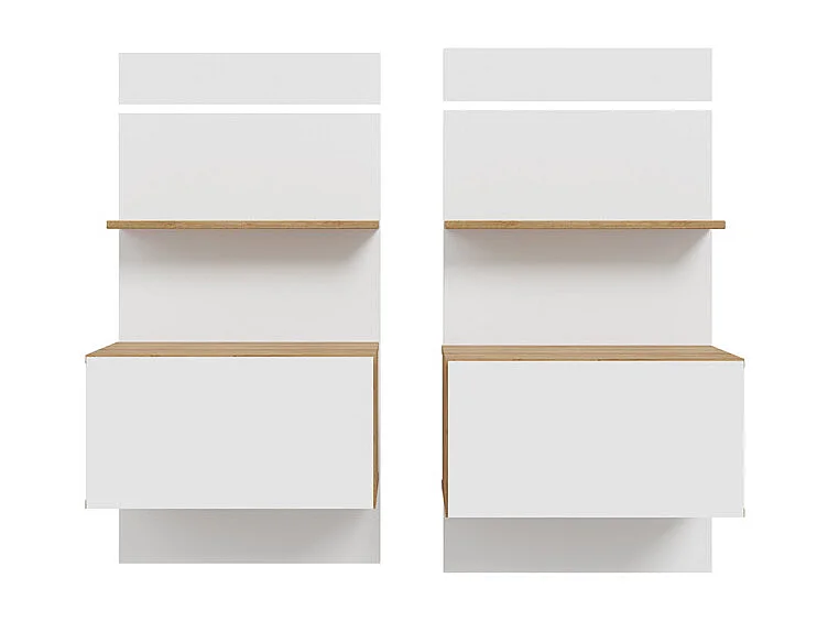 Lot 2 de chevets 98,5 cm décor chêne et blanc LED intégrés – ILLYA