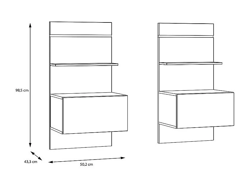 Lot 2 de chevets 98,5 cm décor chêne et blanc LED intégrés – ILLYA