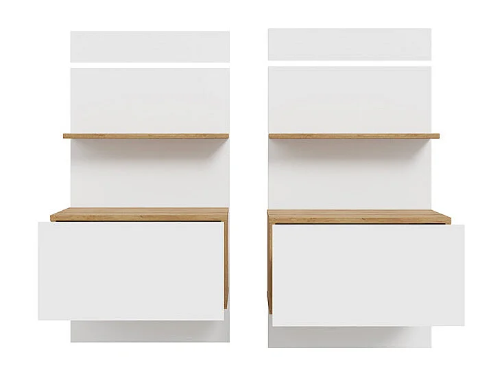 Lot 2 de chevets 98,5 cm décor chêne et blanc LED intégrés – ILLYA