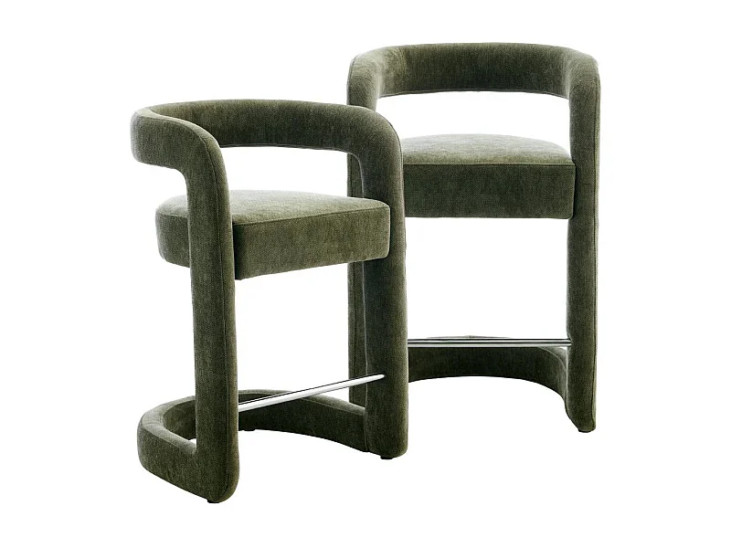 Tabouret de bar en tissu vert Jorah (lot de 2)
