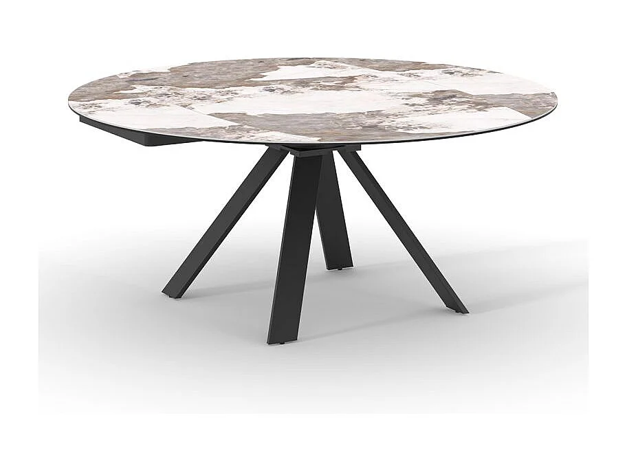 Table extensible ronde 90 à 150 cm céramique marbré - PATAGONIA
