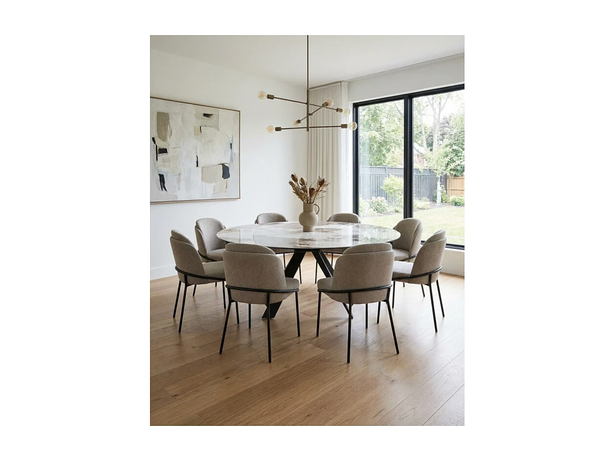 Table extensible ronde 90 à 150 cm céramique marbré - PATAGONIA