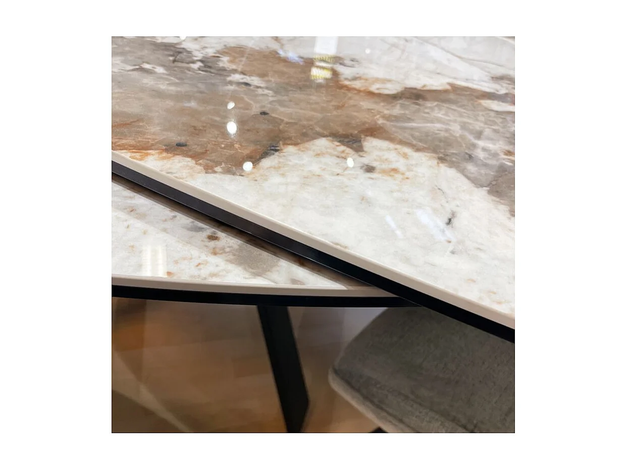 Table extensible ronde 90 à 150 cm céramique marbré - PATAGONIA