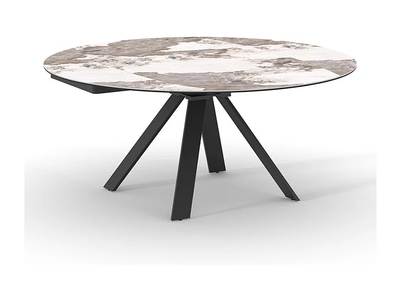 Table extensible ronde 90 à 150 cm céramique marbré - PATAGONIA
