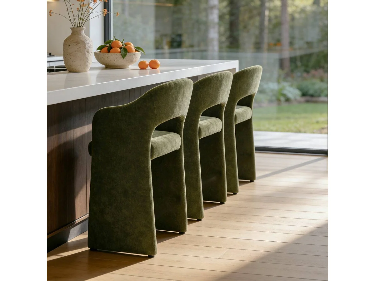 Tabouret de bar en tissu vert kaki Séphira (lot de 2)