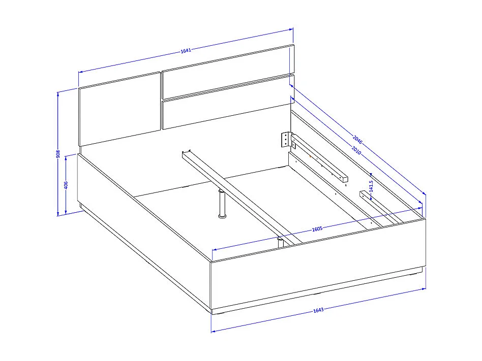 Letto con contenitore con base Lilia marrone 160x200