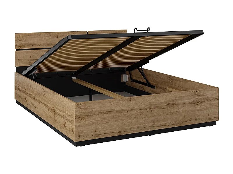 Lit coffre 160x200 sommier inclus Lilia Bois