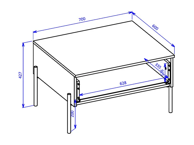 Mesa de centro 1 gaveta Lucilla madeira 42,7cm
