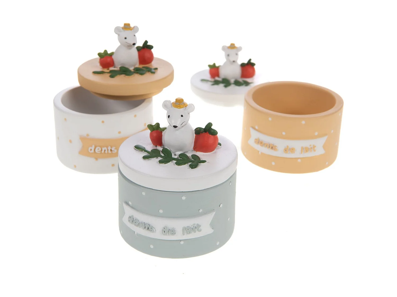 Boîte à dents de lait pack 3 blanc 6x5x5 cm