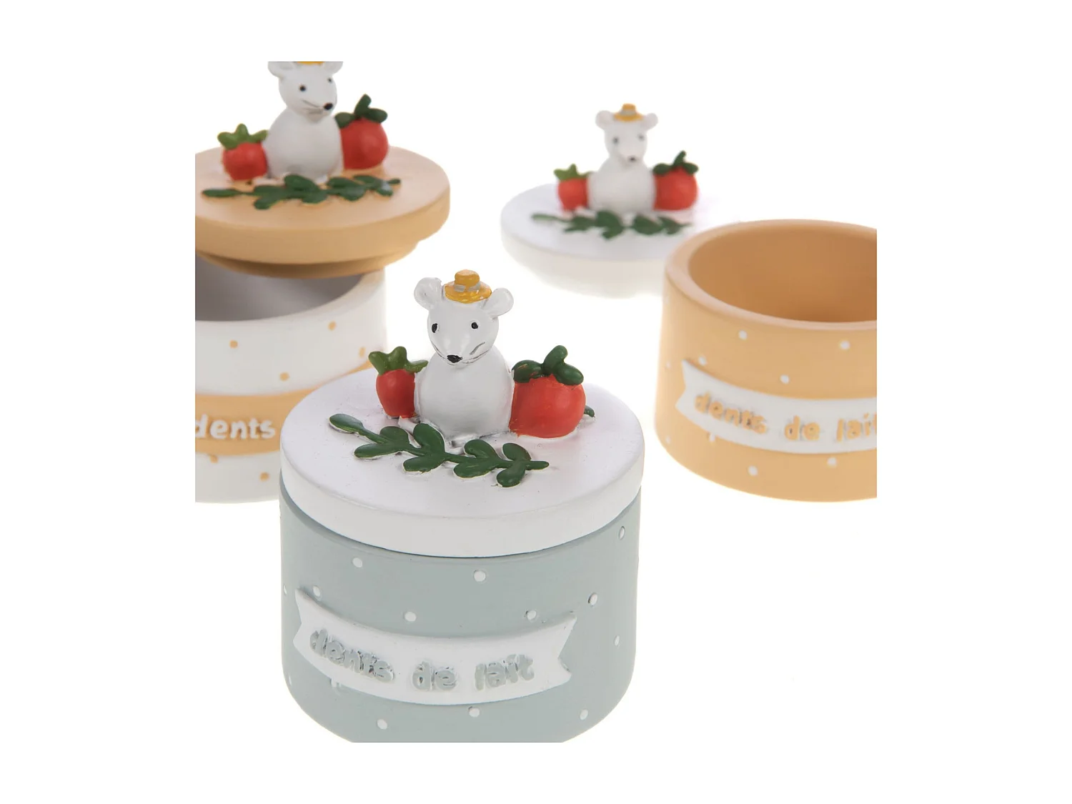 Boîte à dents de lait pack 3 blanc 6x5x5 cm