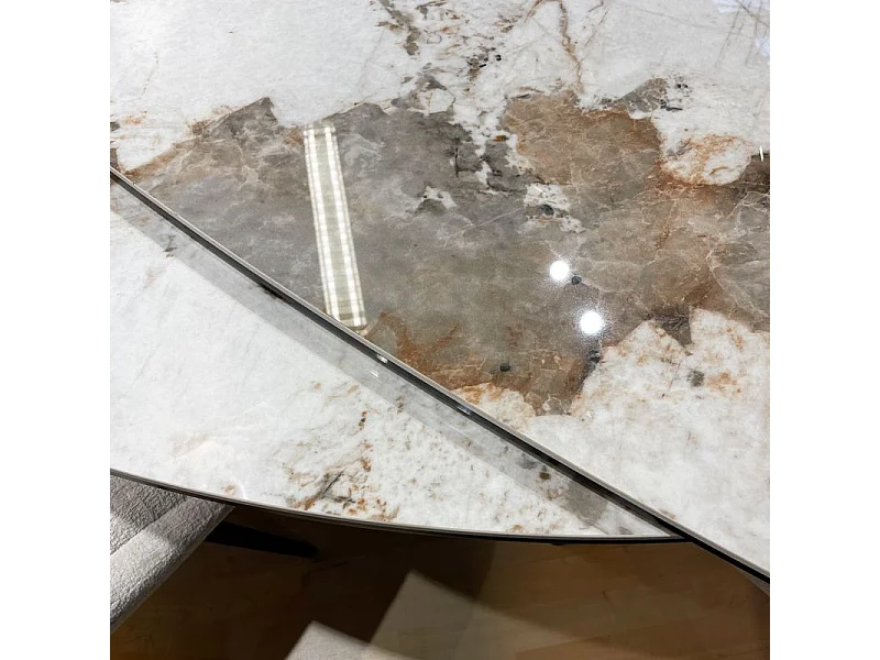 Table extensible ronde 115 à 190 cm céramique marbré - PATAGONIA