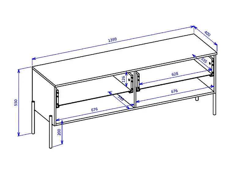 Móvel TV 2 gavetas Lucilla madeira 140cm