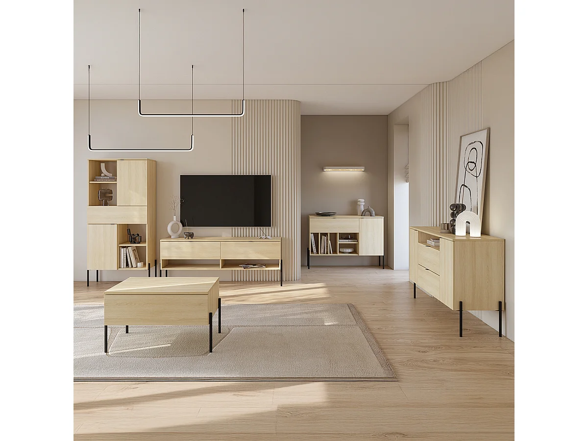 TV-bord med 2 skuffer 140 cm Lucilla Wood