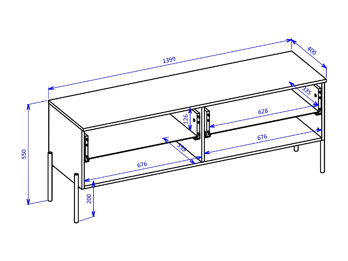 TV-bord med 2 skuffer 140 cm Lucilla Wood