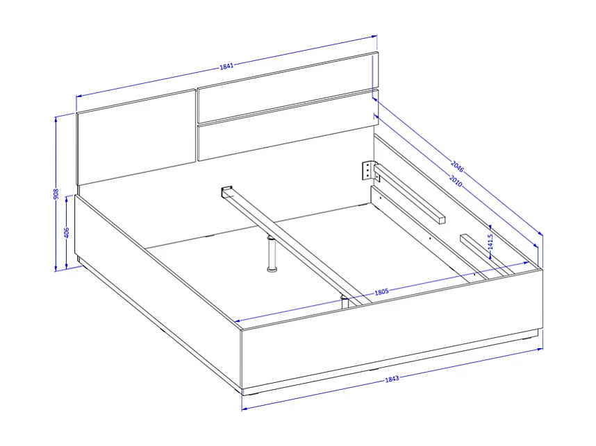 Letto con contenitore con base Lilia talpa 180x200
