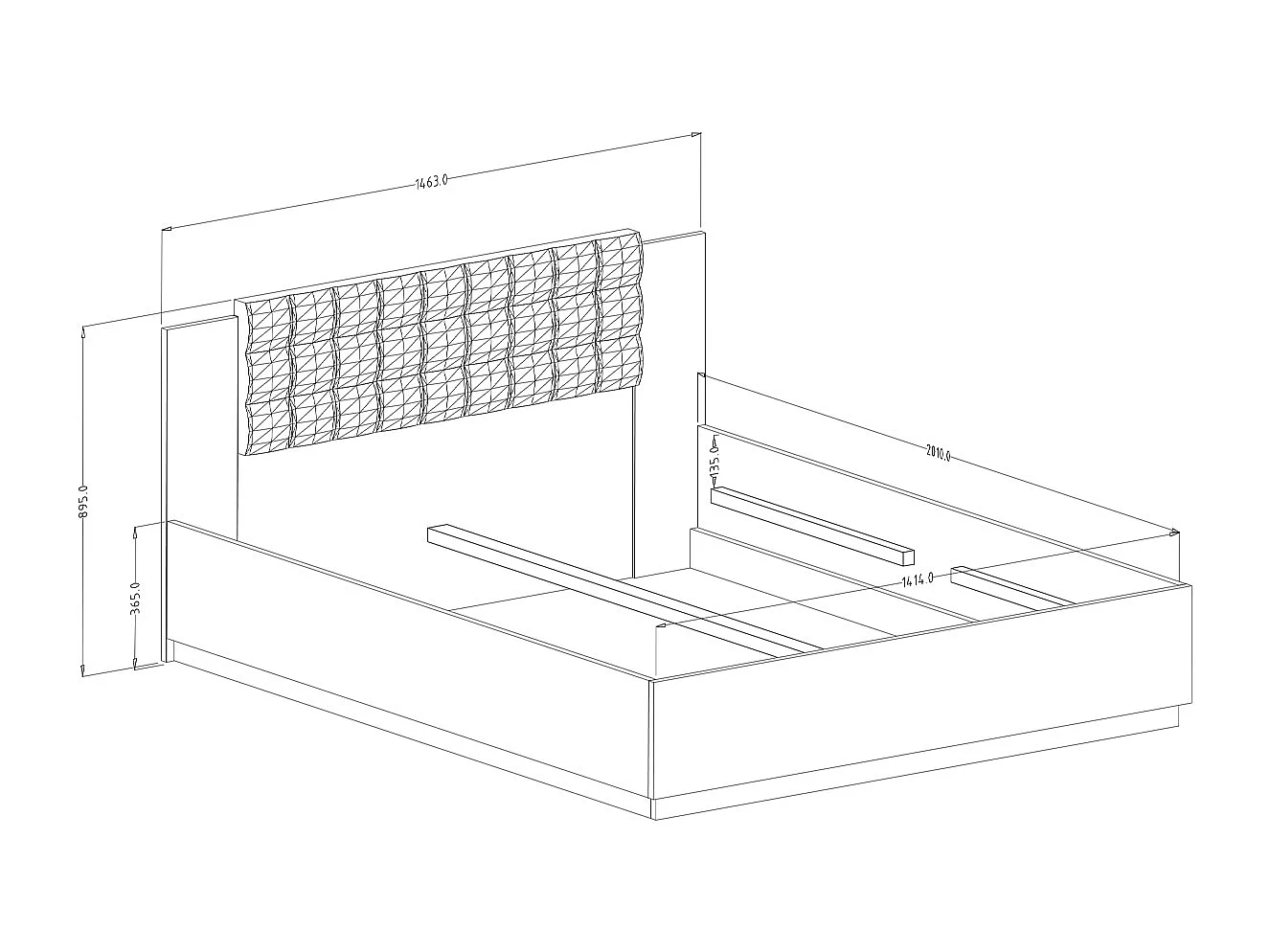 Letto con contenitore con base Alec marrone e nero 140x200