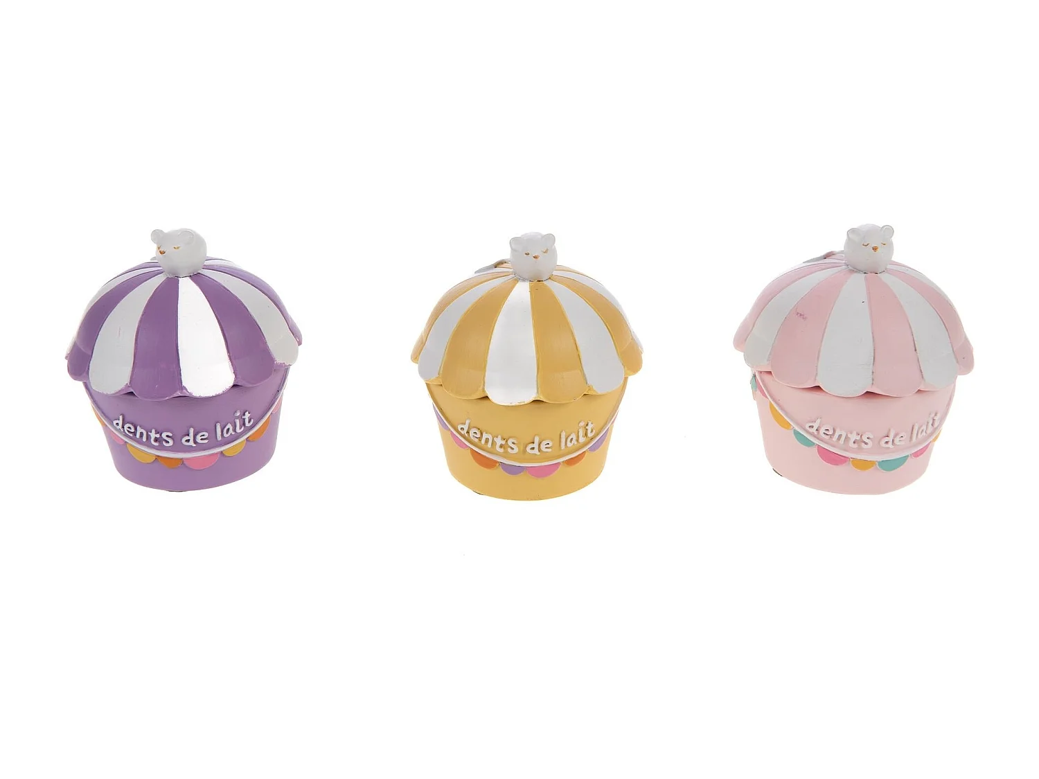 Boîte dents de lait pack 3 multicolore 6x7x6 cm