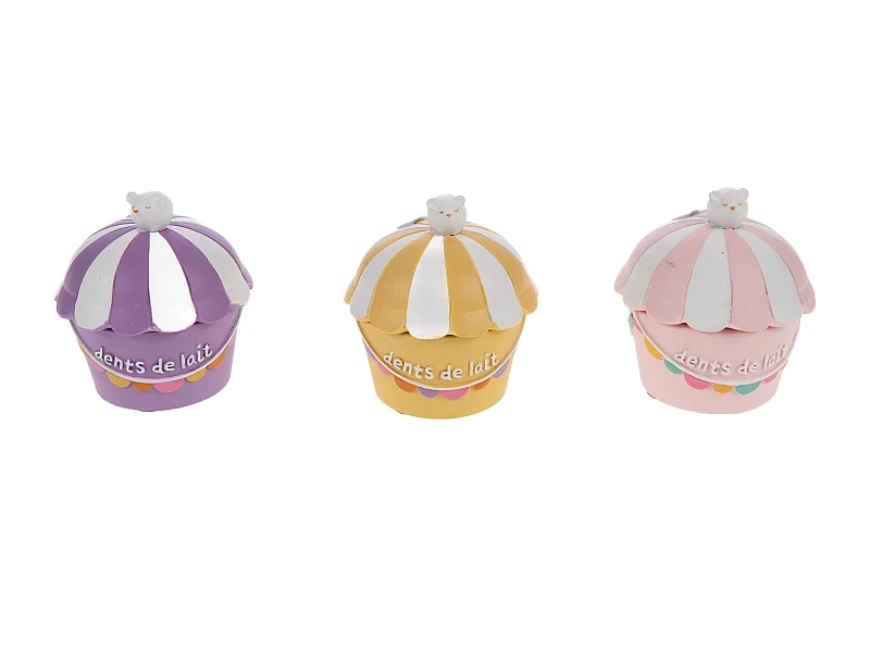 Caixa dentes de leite pack 3 multicolorido Mia 6x7x6 cm