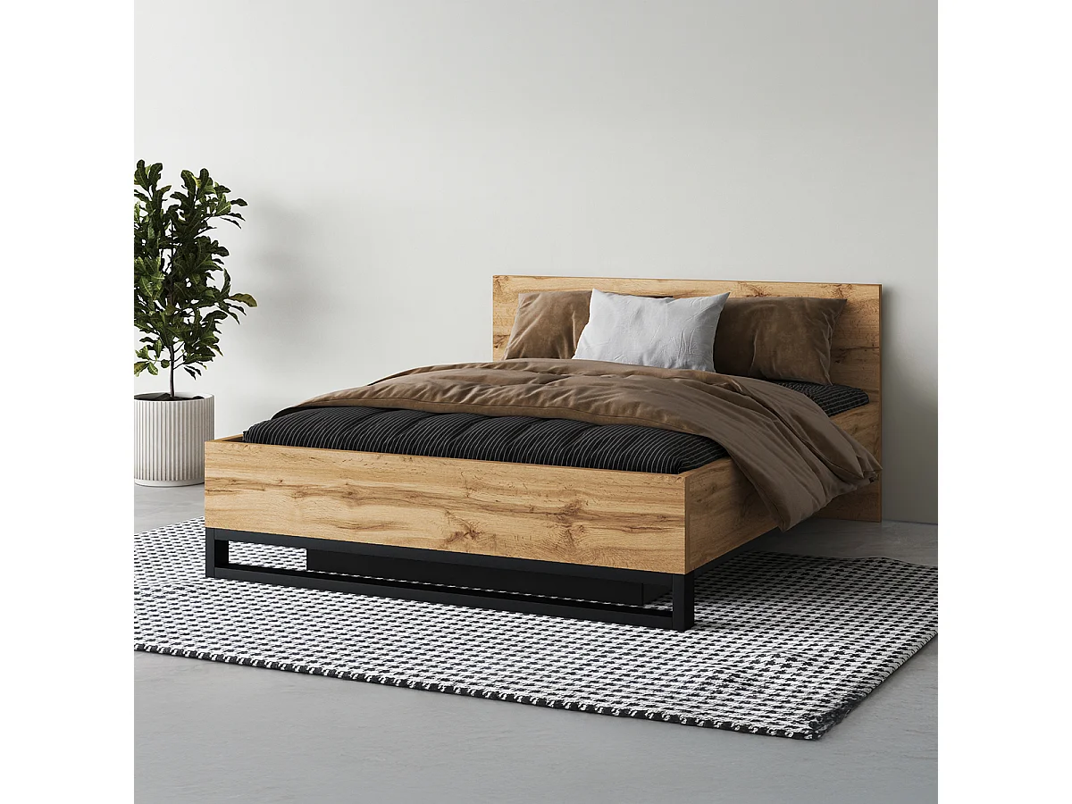 Eden Wood and Black box bed 140x200 including slat base