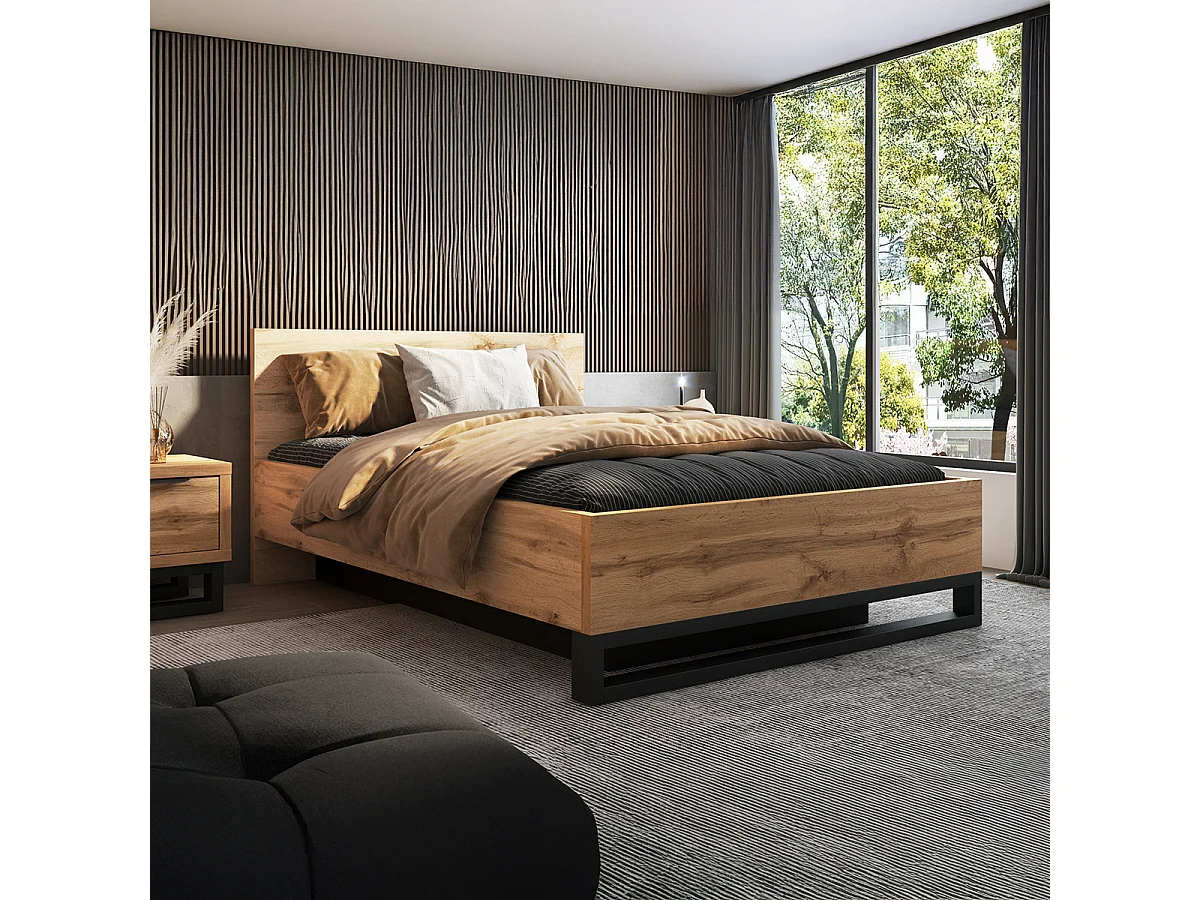 Eden Wood and Black box bed 140x200 including slat base