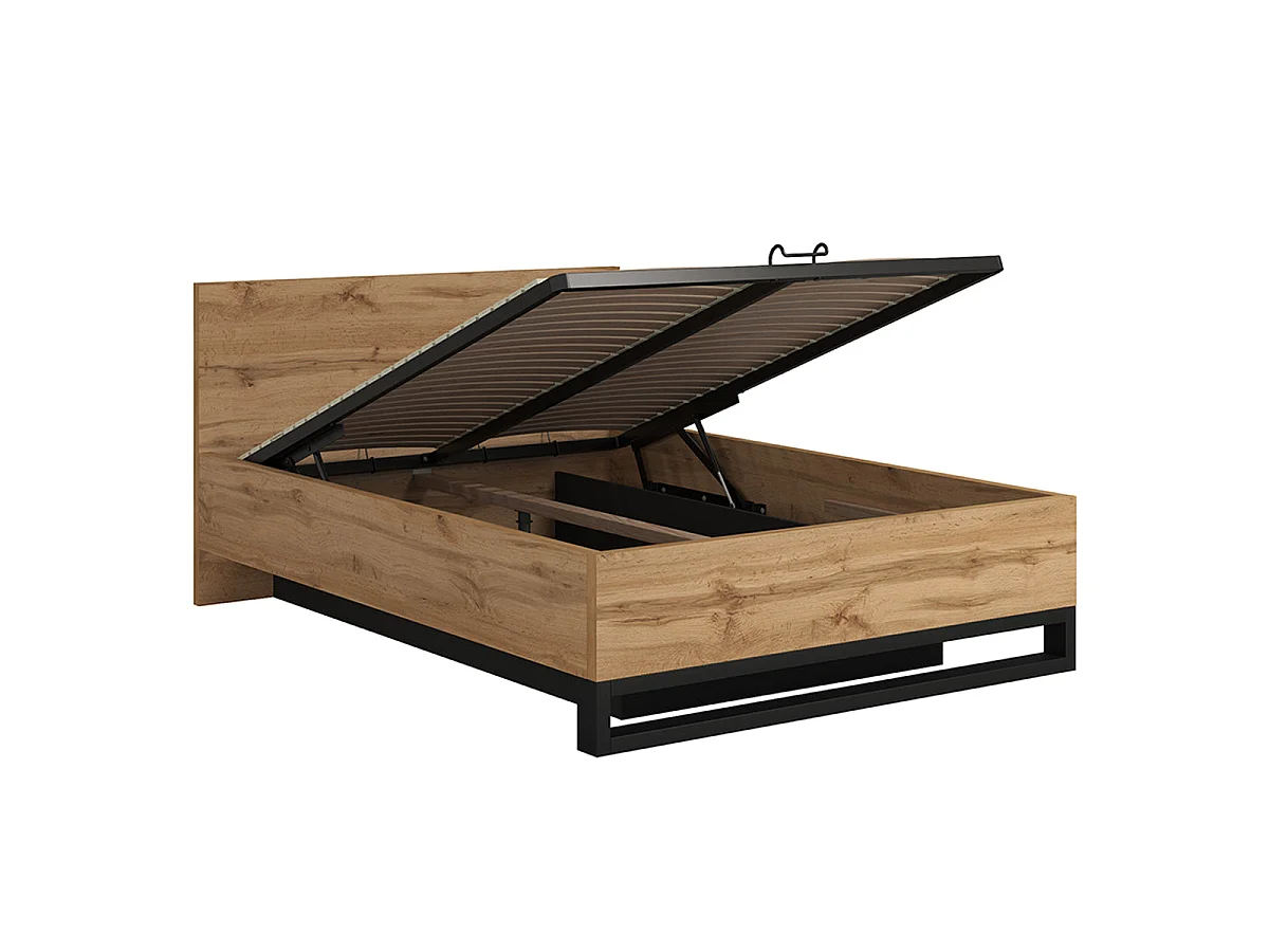Box cama Eden Madera y Negro 140x200 con somier incluido