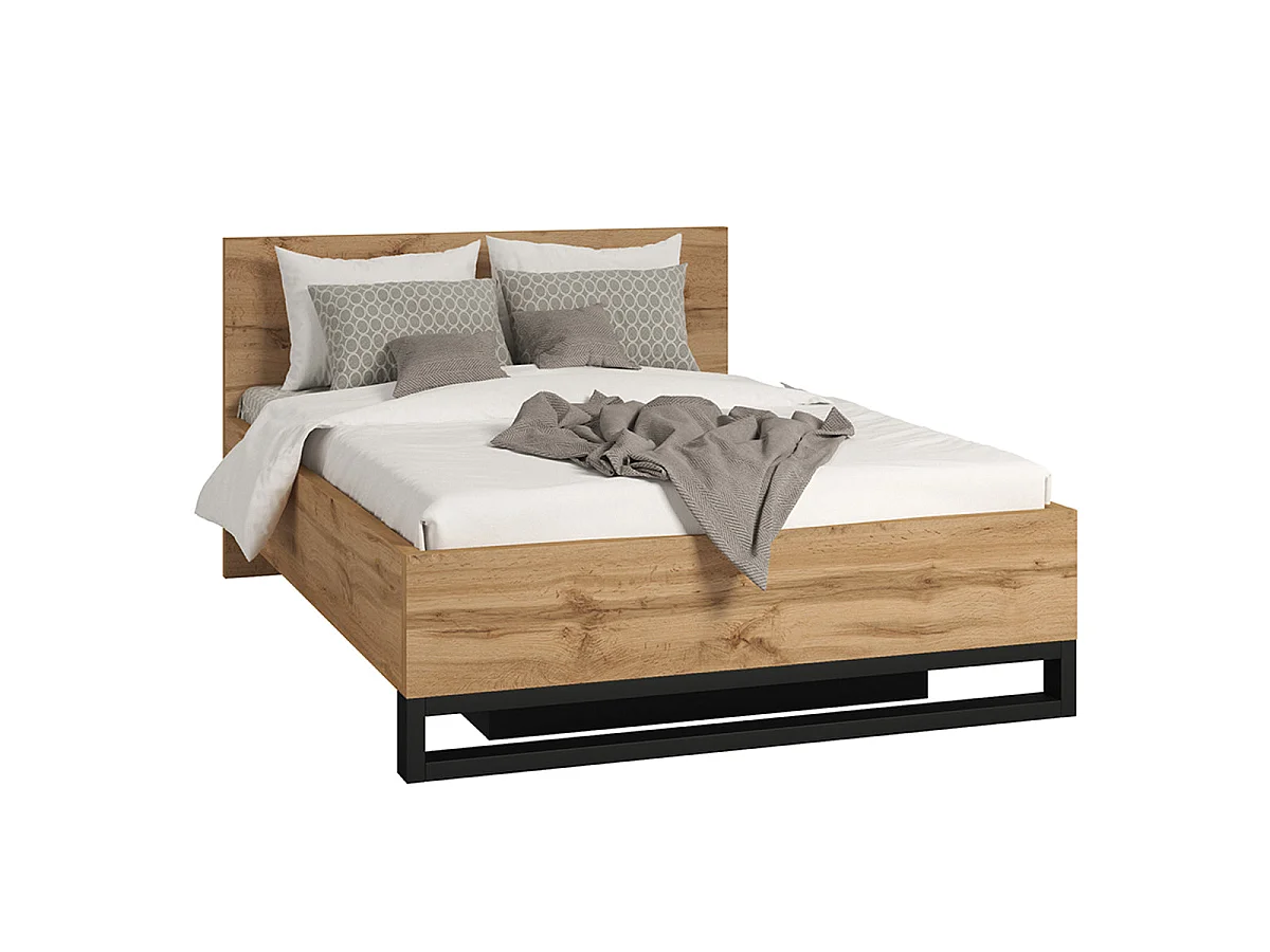 Box cama Eden Madera y Negro 140x200 con somier incluido