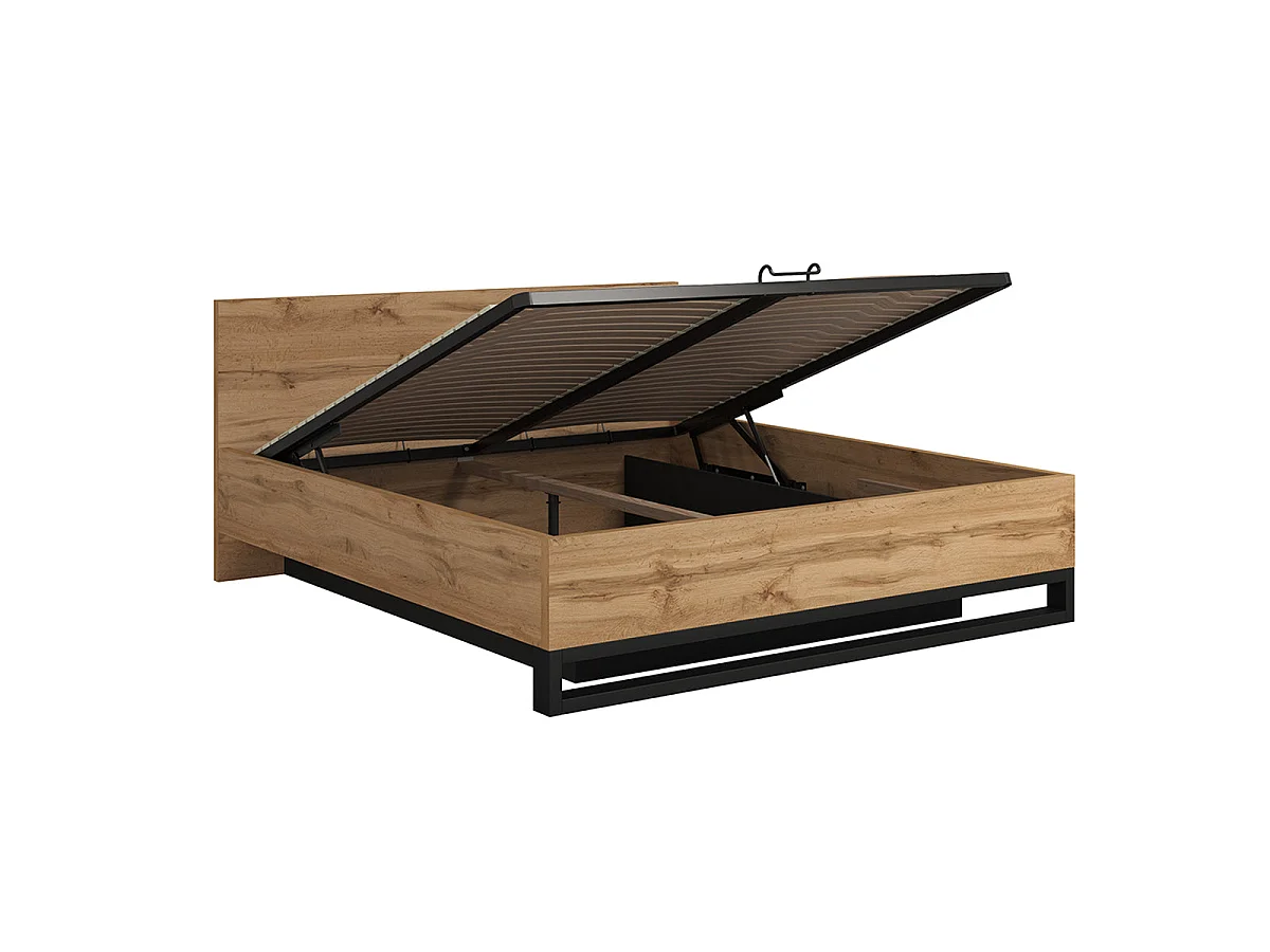 Cama box Eden Madera y Negro 180x200 incluido somier