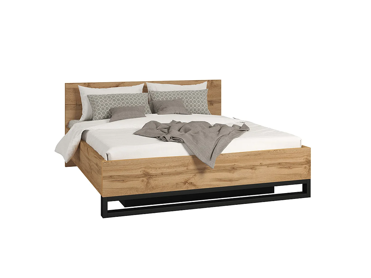 Cama box Eden Madera y Negro 180x200 incluido somier