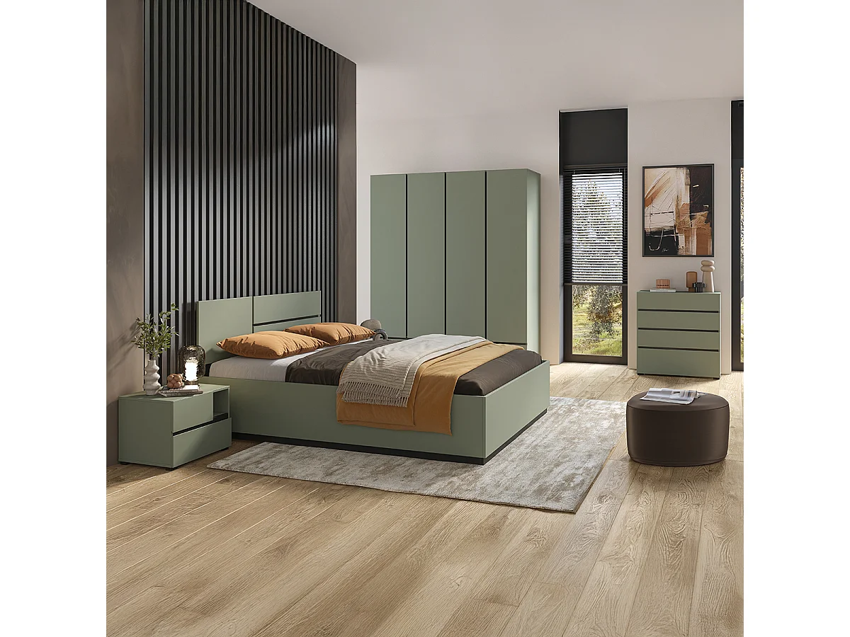 Lit coffre 160x200 sommier inclus Lilia Vert