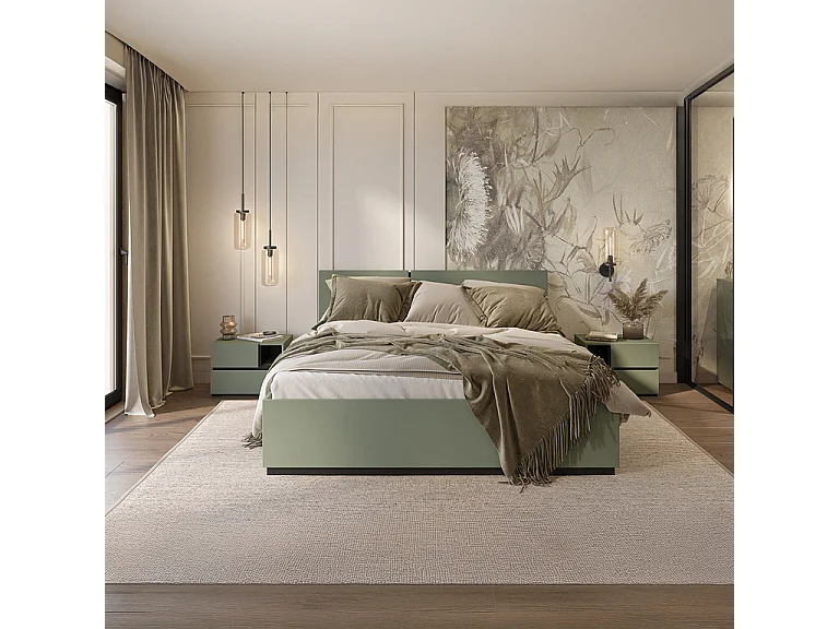 Lit coffre 160x200 sommier inclus Lilia Vert