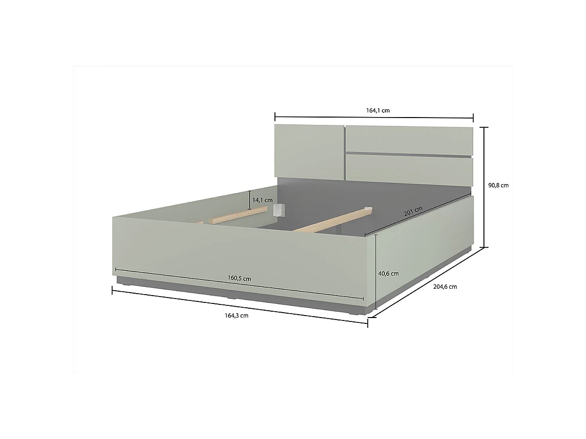 Brystseng 160x200 inklusive lamelbund Lilia Green