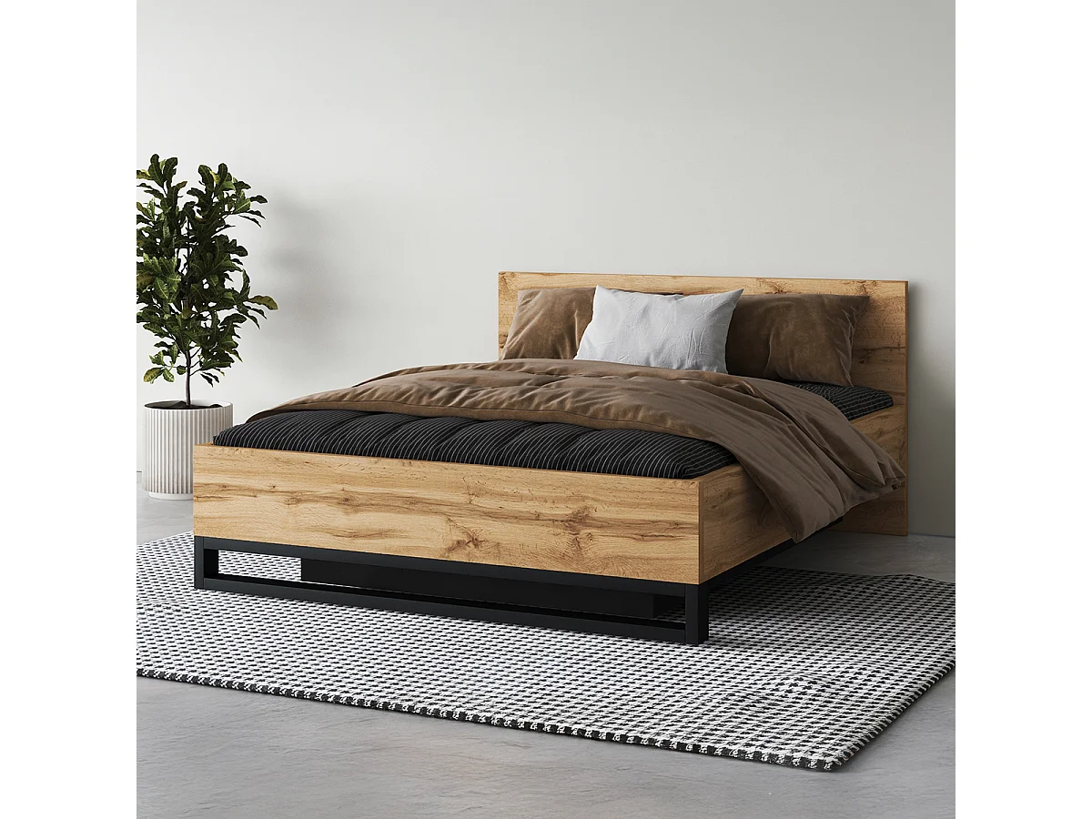 Letto con contenitore con base Eden marrone 160x200