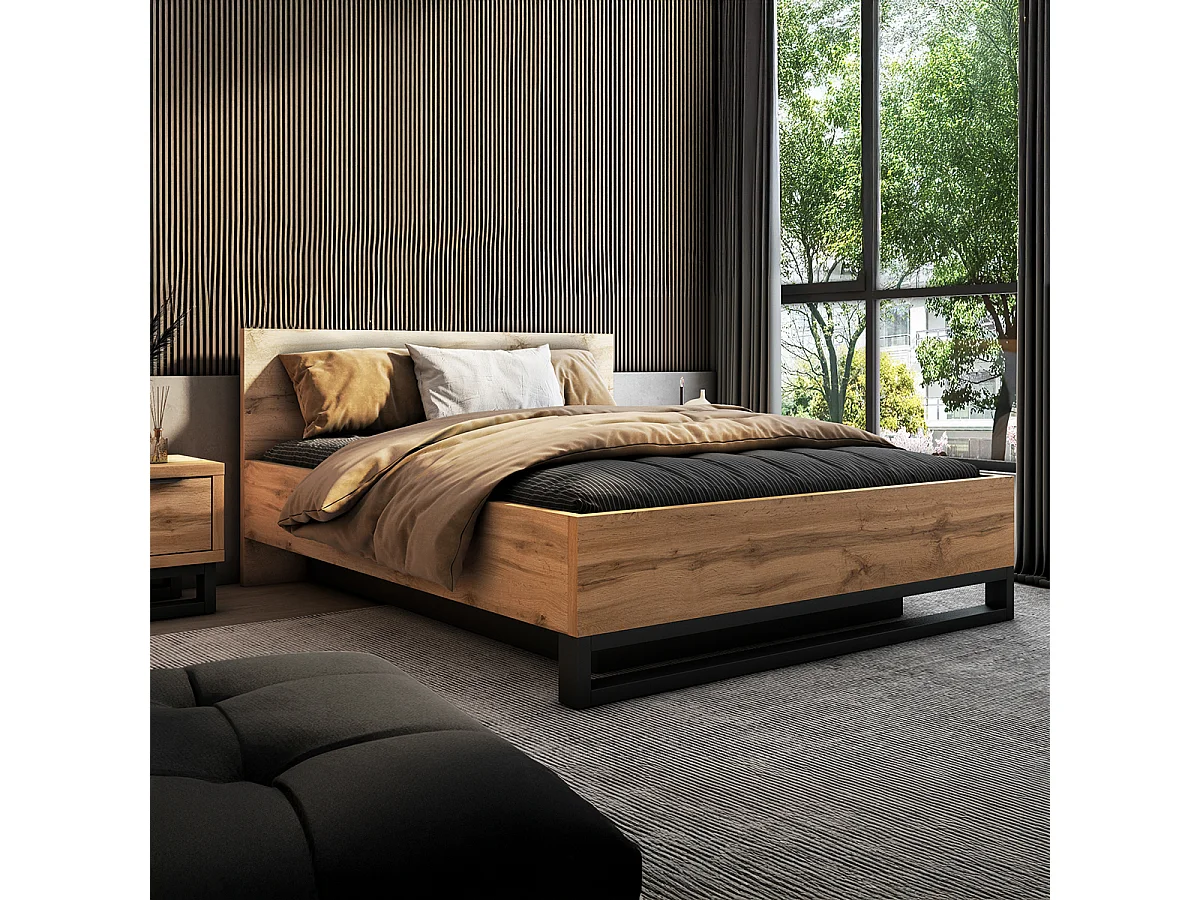 Letto con contenitore con base Eden marrone 160x200
