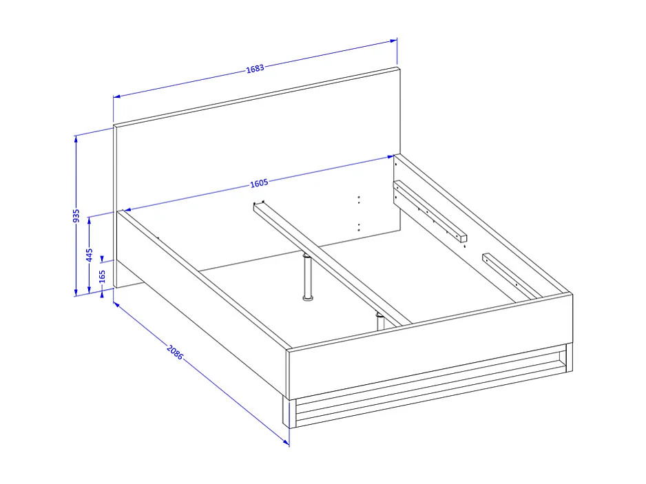 Letto con contenitore con base Eden marrone 160x200