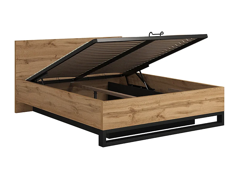 Lit coffre 160x200 sommier inclus Eden Bois et Noir