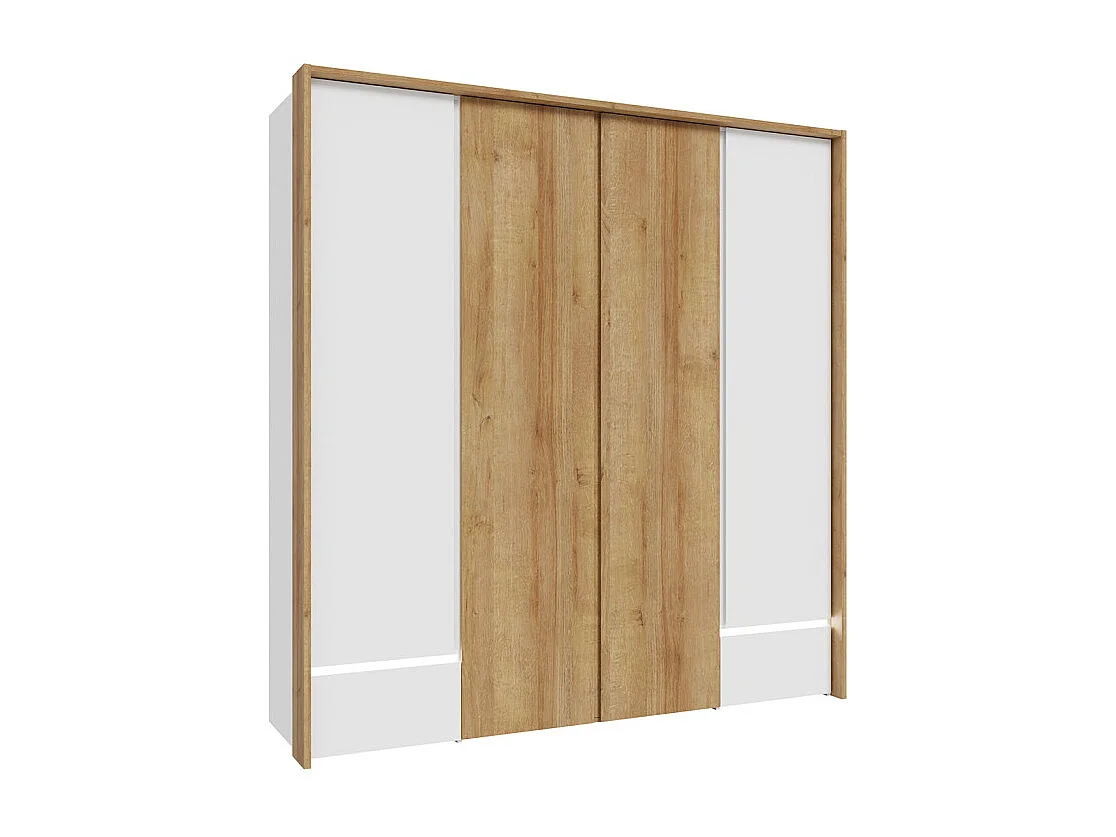 Armoire dressing 204 cm décor bois chêne et blanc avec LED – ILLYA
