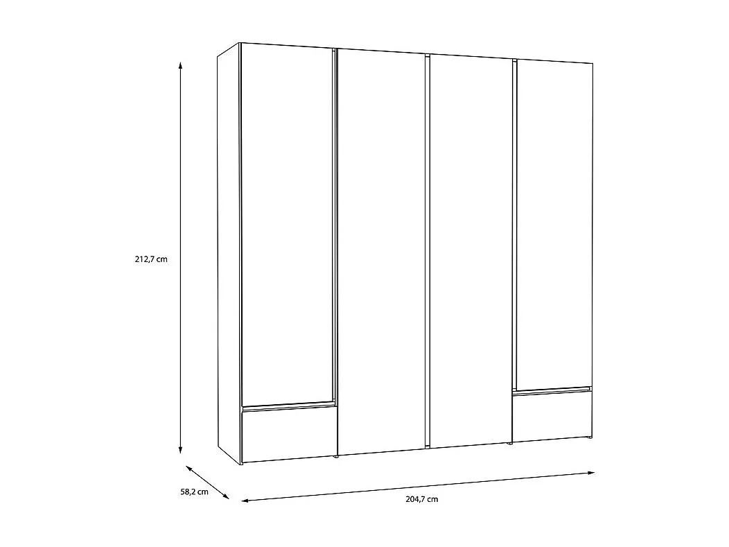 Armoire dressing 204 cm décor bois chêne et blanc avec LED – ILLYA