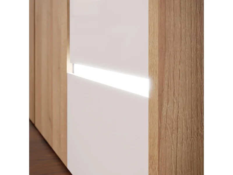 Armoire dressing 204 cm décor bois chêne et blanc avec LED – ILLYA