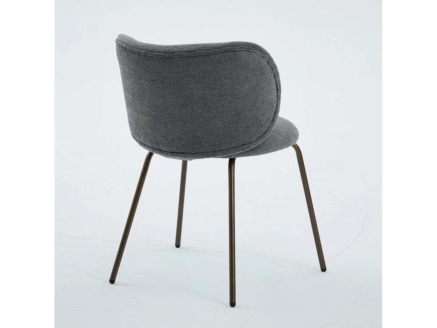 Lot de 2 chaises de salle à manger en chenille moderne – gris, dossier incurvé confortable, assise douce, pieds en métal bronze