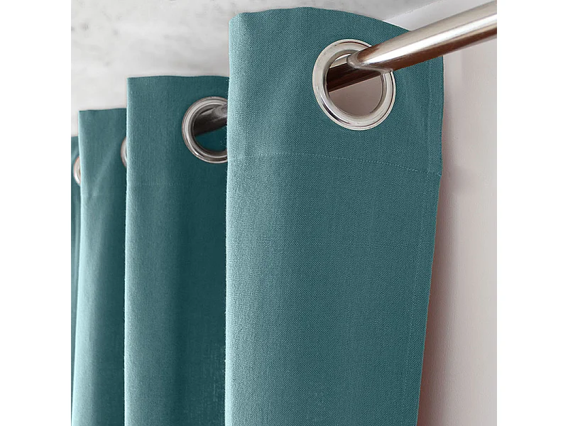 2 decoratieve gordijnen met oogjes, 140x240cm, ijsblauw, katoenen kamer, CAMBRIA collectie