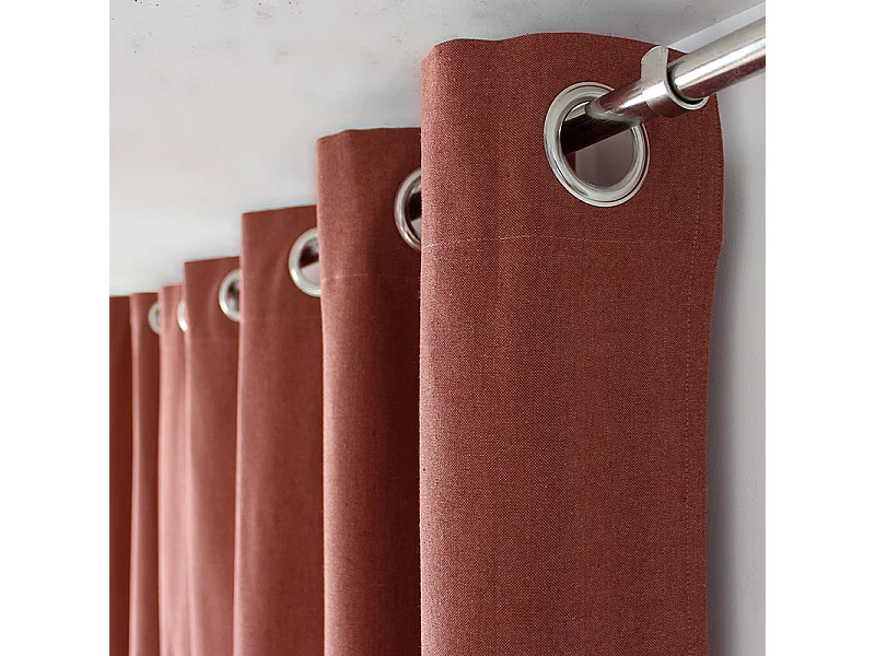 2 decoratieve gordijnen met oogjes, 140x240cm, terracotta, katoenen kamer, CAMBRIA Collectie