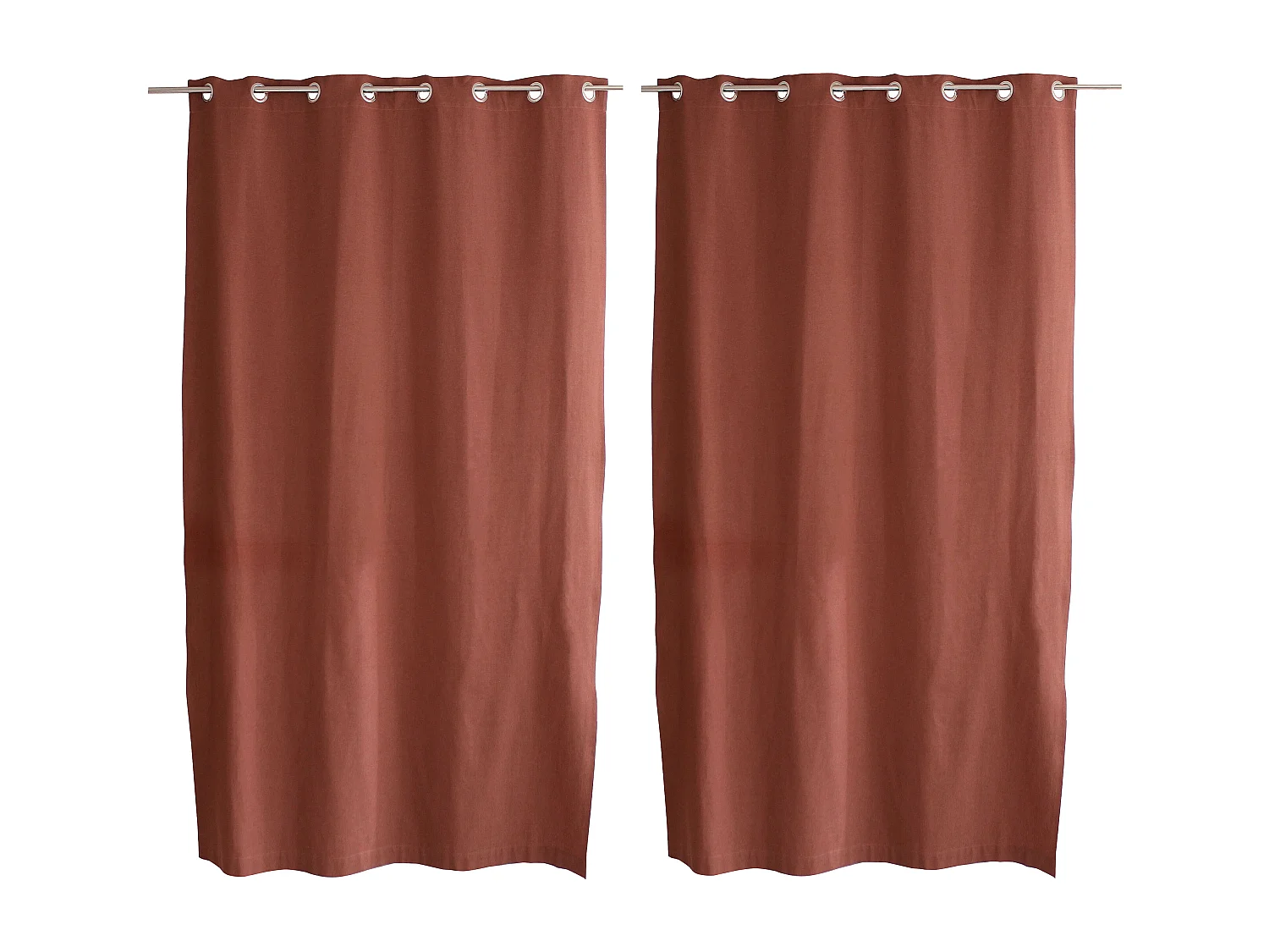 2 decoratieve gordijnen met oogjes, 140x240cm, terracotta, katoenen kamer, CAMBRIA Collectie