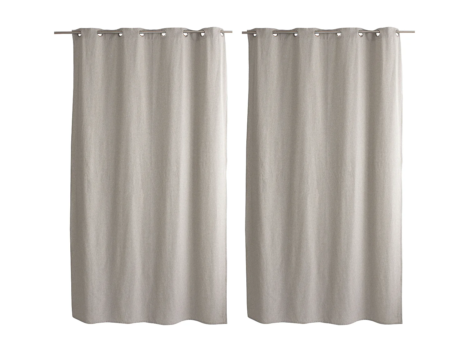 2 Rideaux décoratifs avec Œillets, 140x240cm, Beige Lin, coton chambray, Collection CAMBRIA